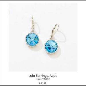 Touchstone Crystal Lulu Earrings in Aqua. New in box